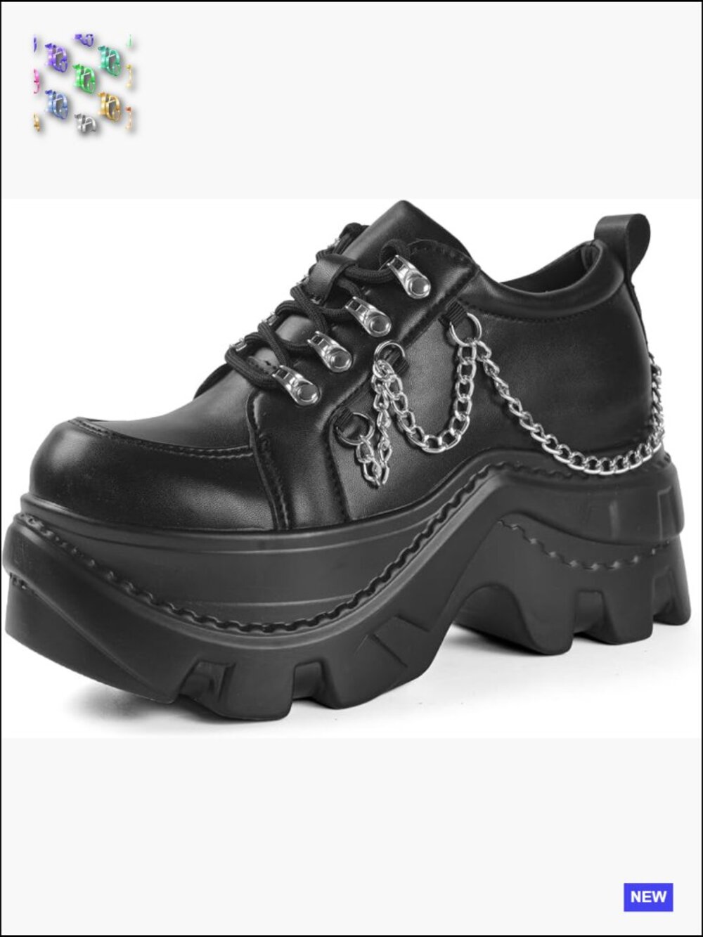 Platform Sneakers Chunky Y2K Wedge Casual Wedding Heels with Chains Lace-Up